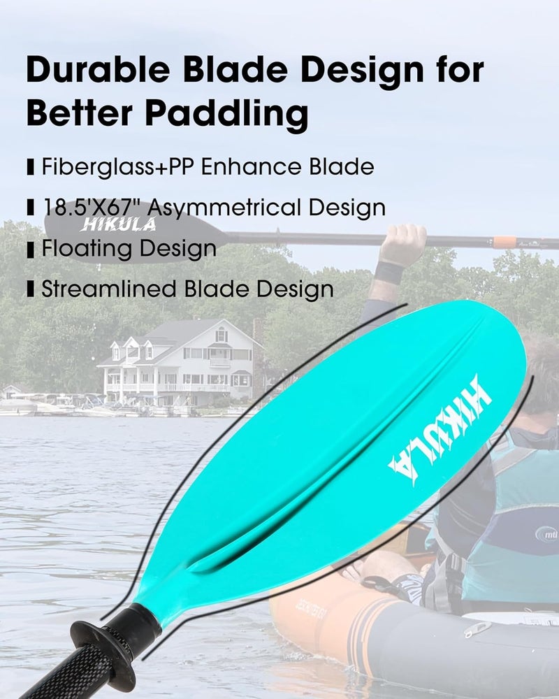 HIKULA Adjustable Carbon Fiber Shaft Kayak Paddle, Kayaking Oars with Reinforced Nylon Blade for Adults, 4 Piece, 86in/220cm to 90in/230cm - Image 2